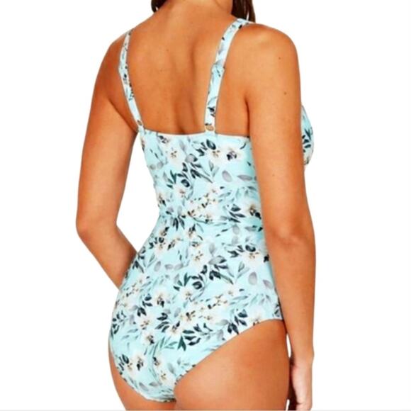 Niptuck Boho Bloom Porcelain Twist One Piece Swimsuit - FLORAL CREAM MINT - Picture 4 of 11